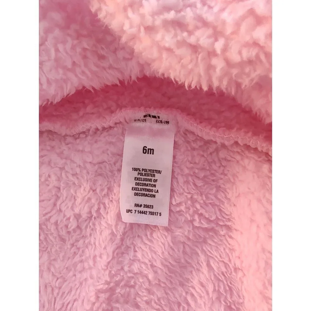 Carters Baby Girl Pink Fleece Hooded Pram Suit Bear Ears Footed Bunting 6 Months